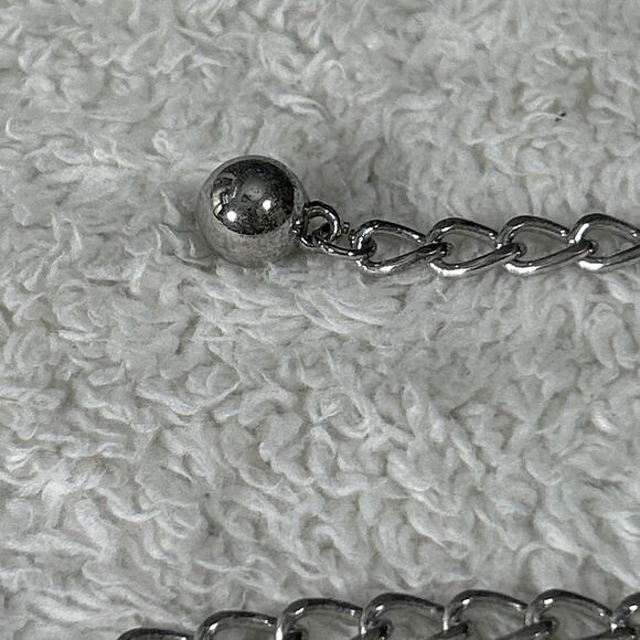 Silver Tone Chain Belt Circles Ovals Made in Korea - Picture 4 of 7